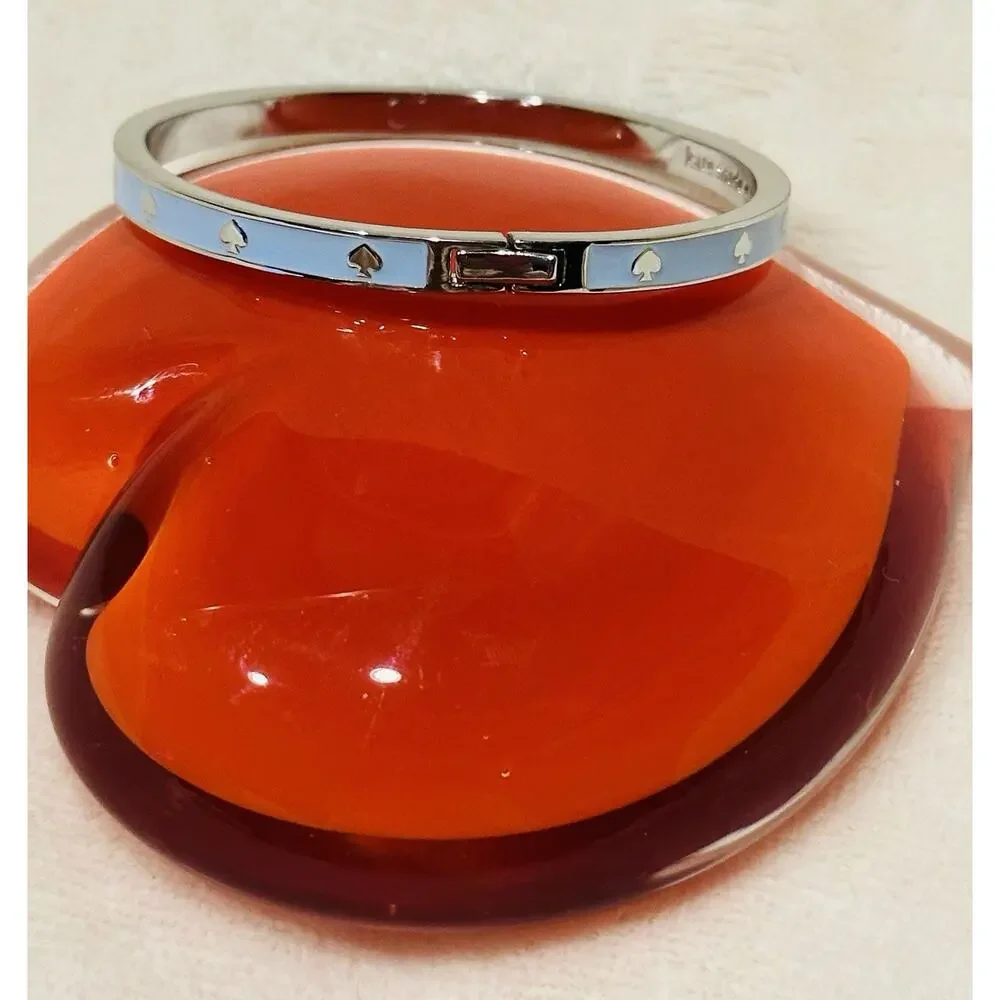 Kate Spade New York spot The Spade Studded Hinged Blue Silver Bangle Bracelet - Picture 4 of 6